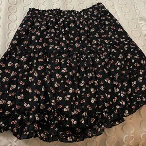 Black Floral Skirt